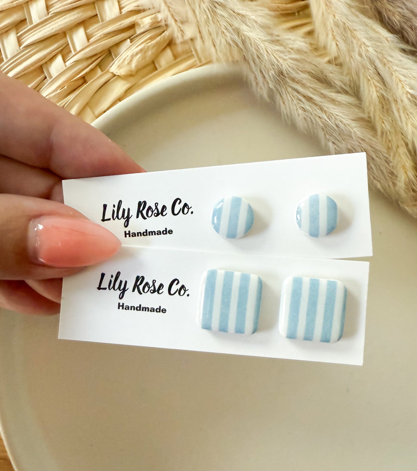 Blue stripped studs