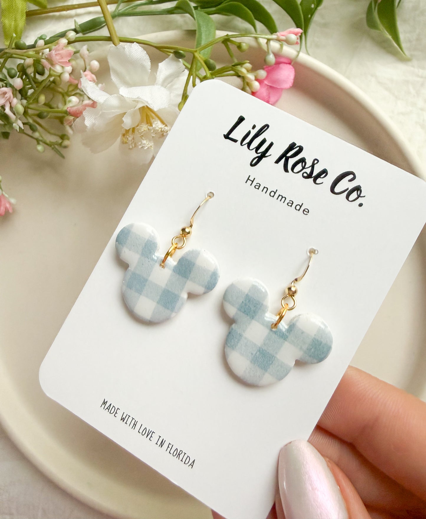 Blue Gingham Mouse Ears