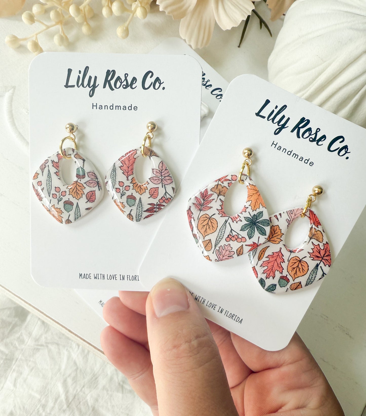 Fall Leaf Print Dangles