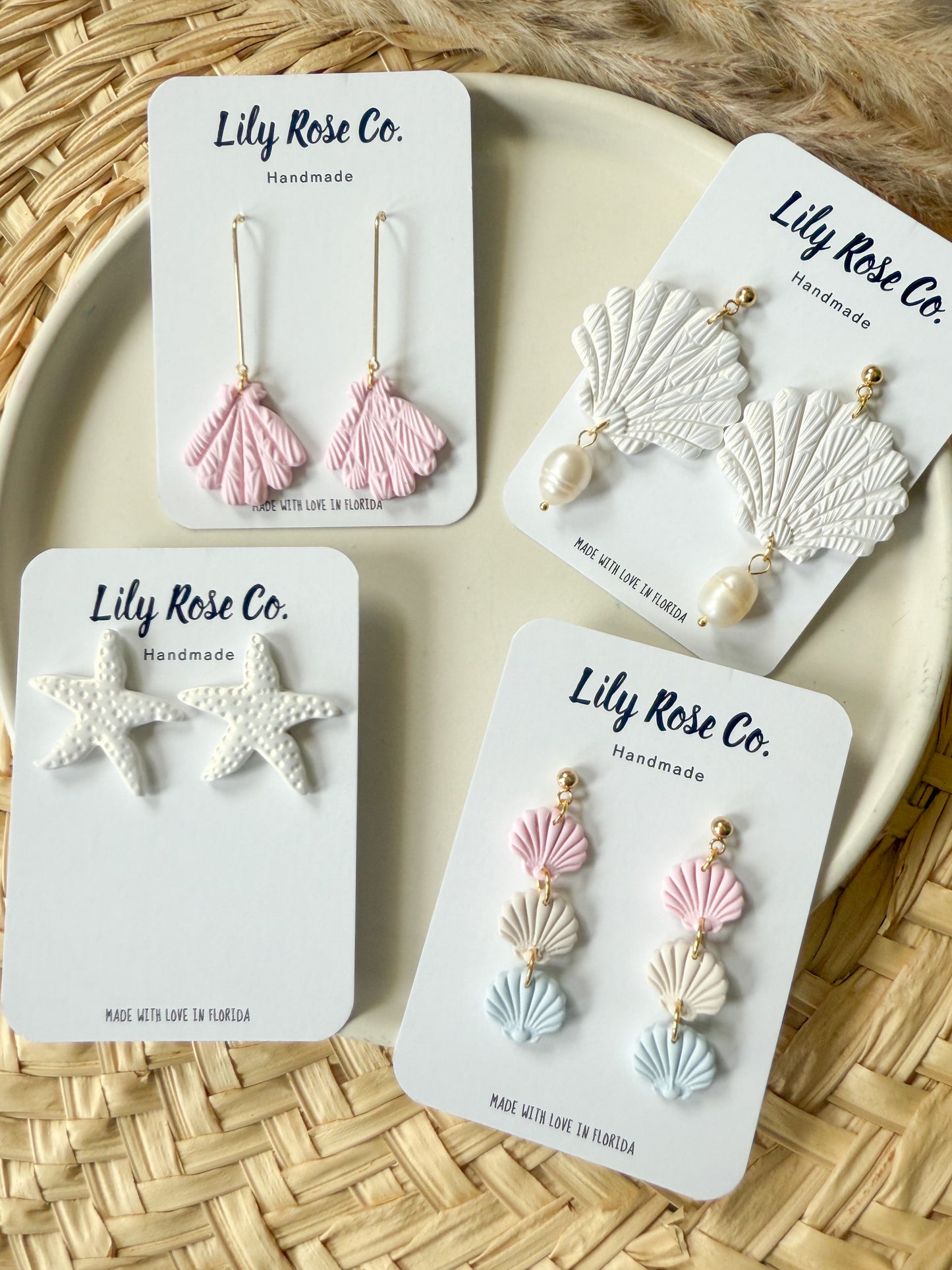 white Shimmer Starfish studs