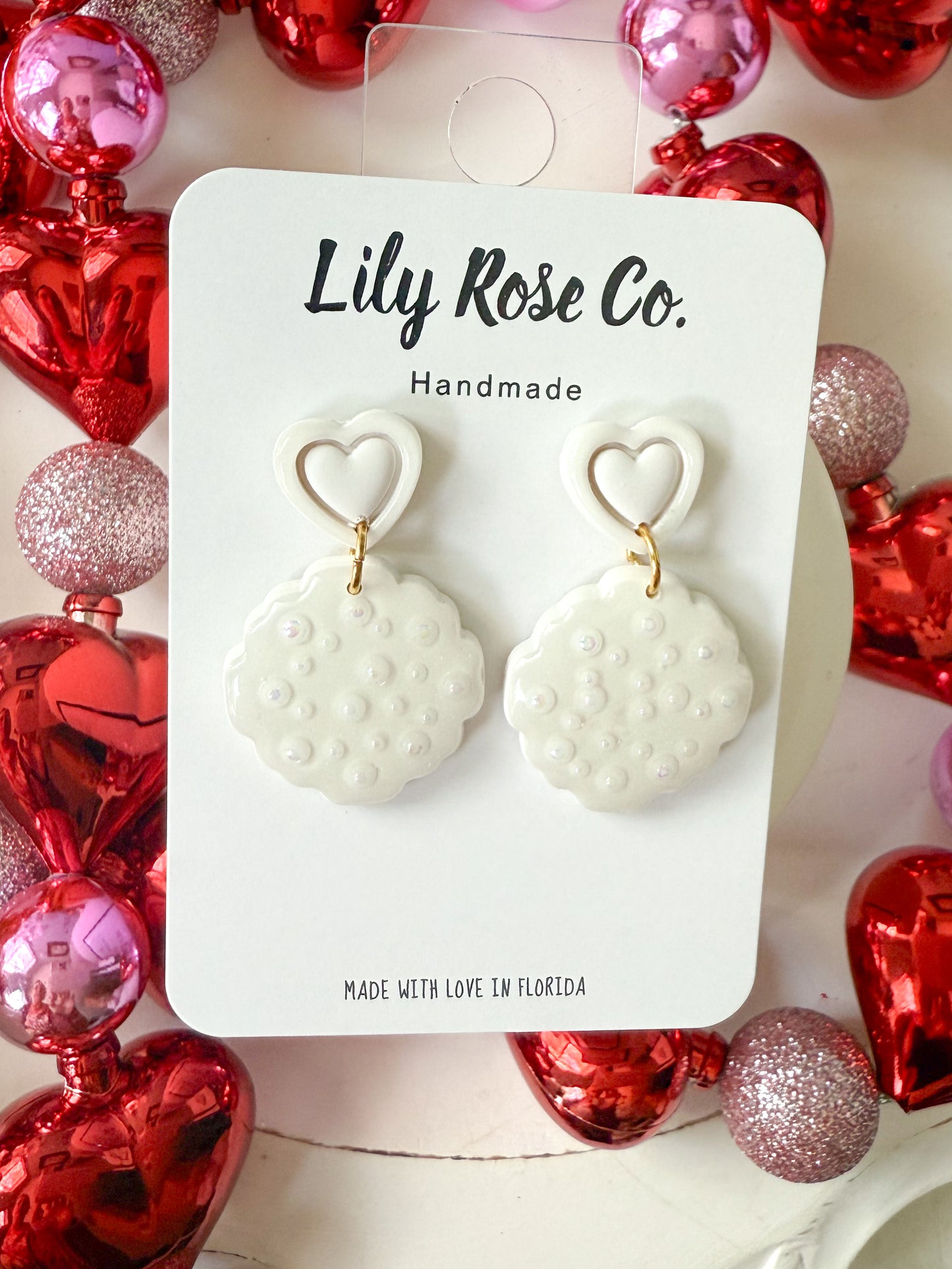 White Pearl Heart Stud