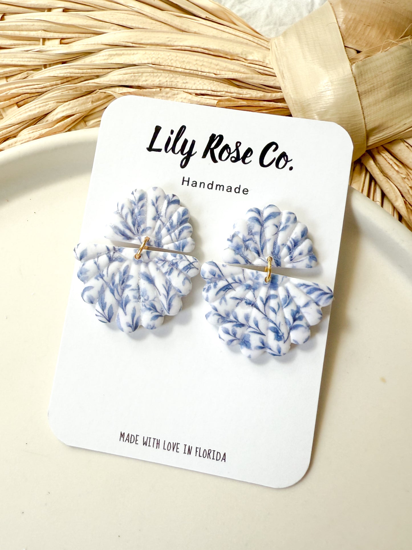 Blue and White Floral Fans