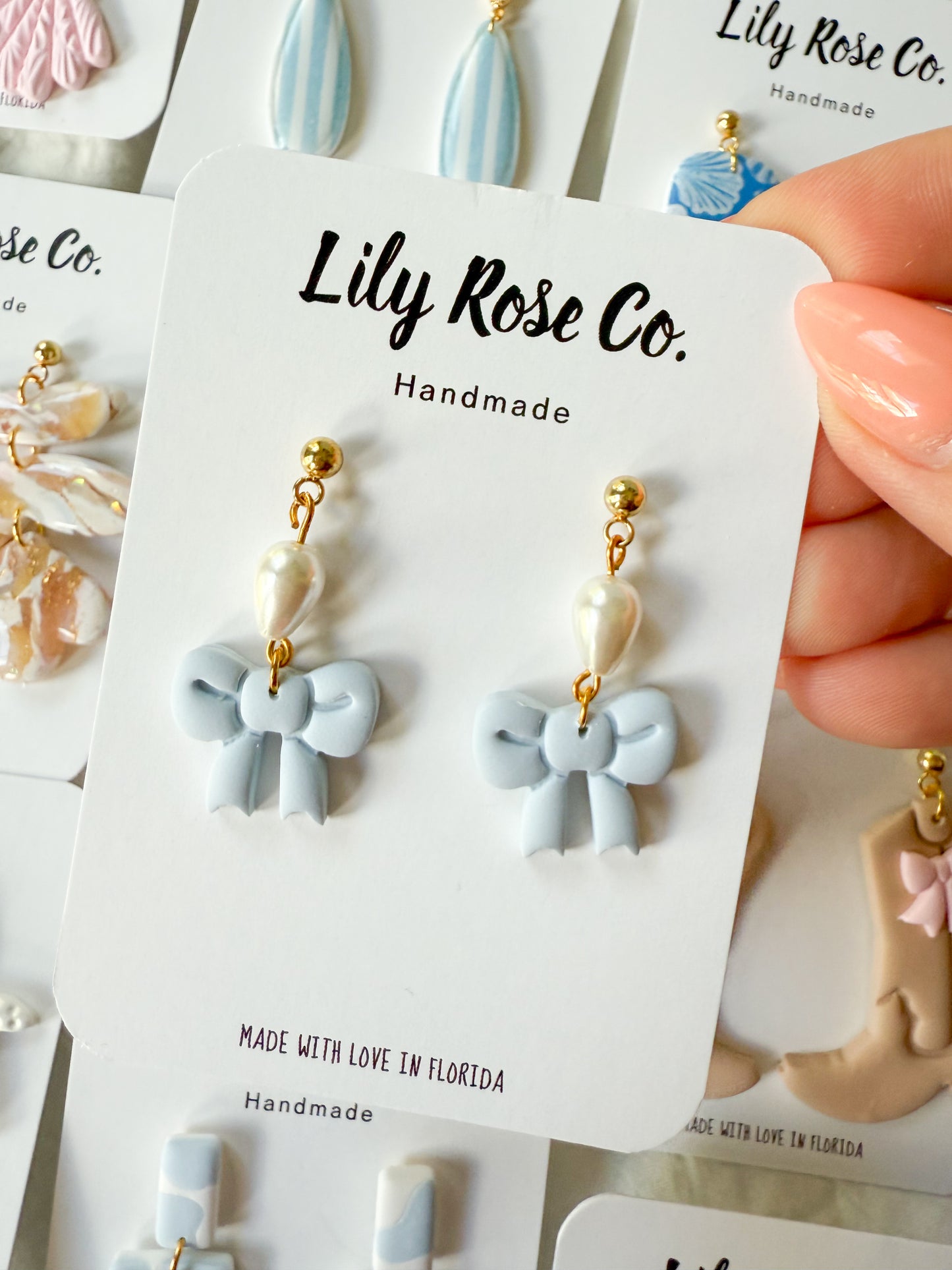 Blue Bows with Pearls