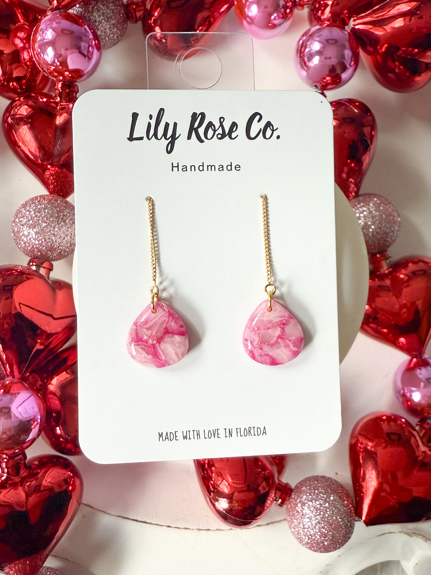 Marbled Pink Teardrop