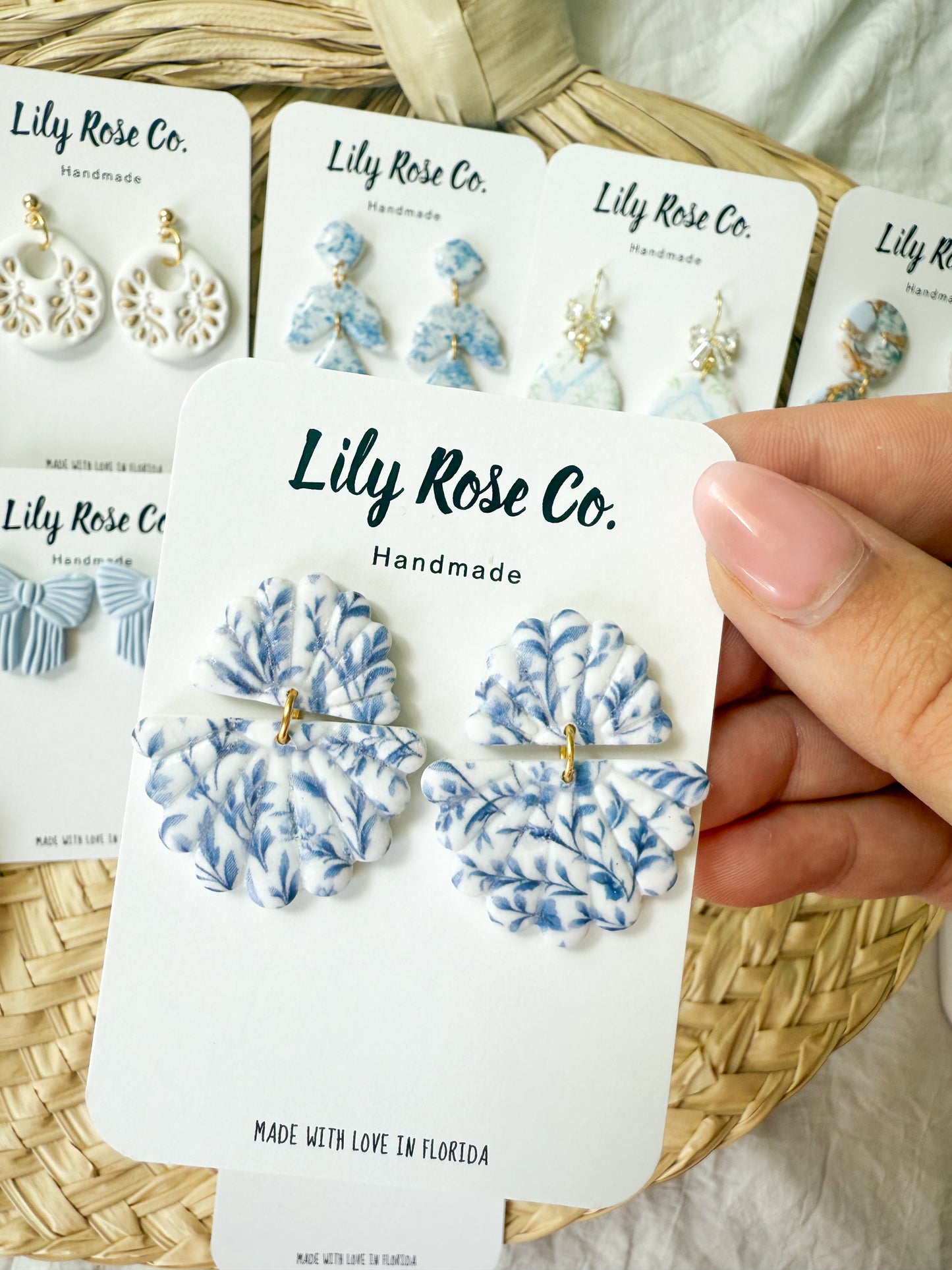 Blue and White Floral Fans