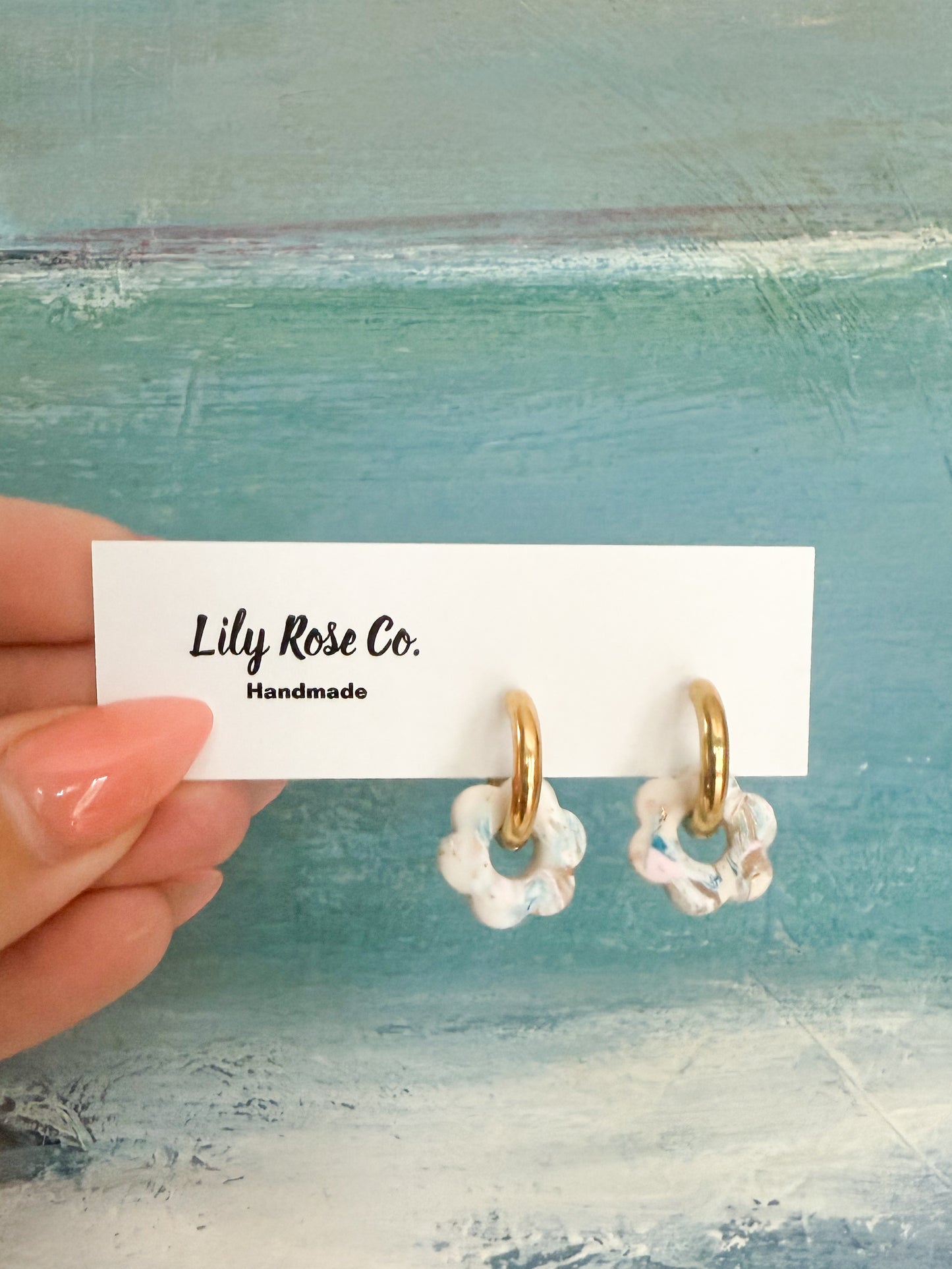 Gold Hoops With Flowers