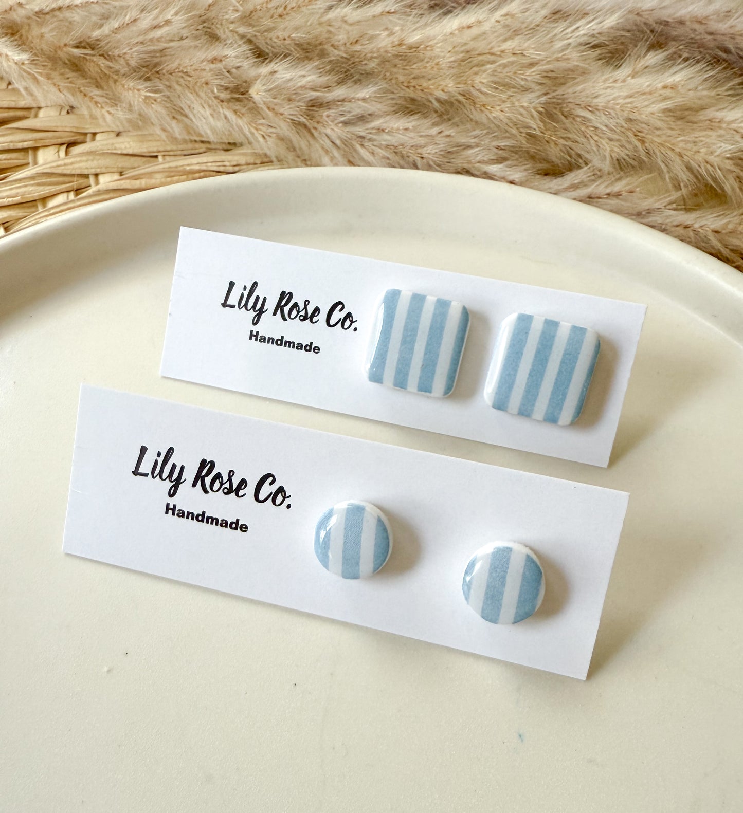 Blue stripped studs
