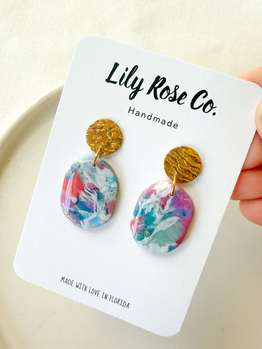 Pink and Blue Water Mix Ovals