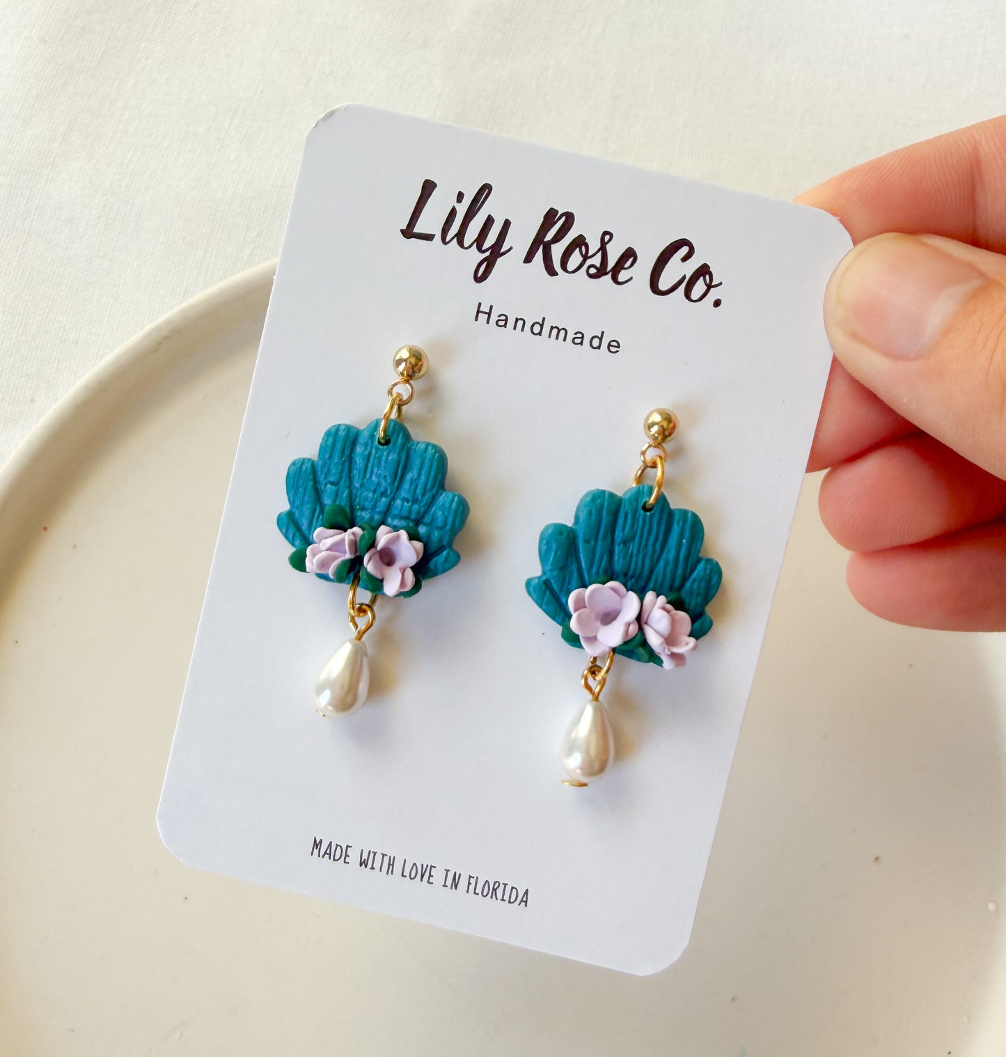 Princess Inspiration  - Teal Shell and Purple Flowers