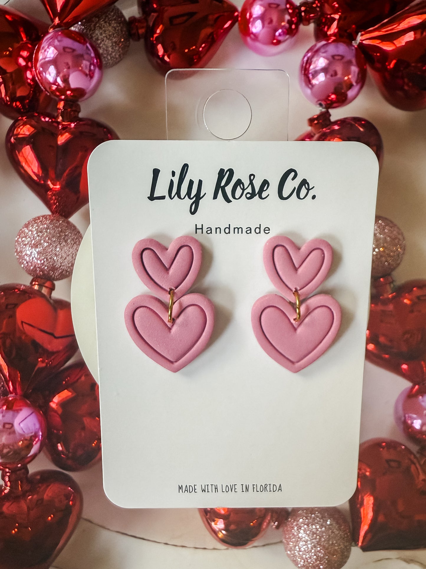 Pink Sparkle Double Hearts