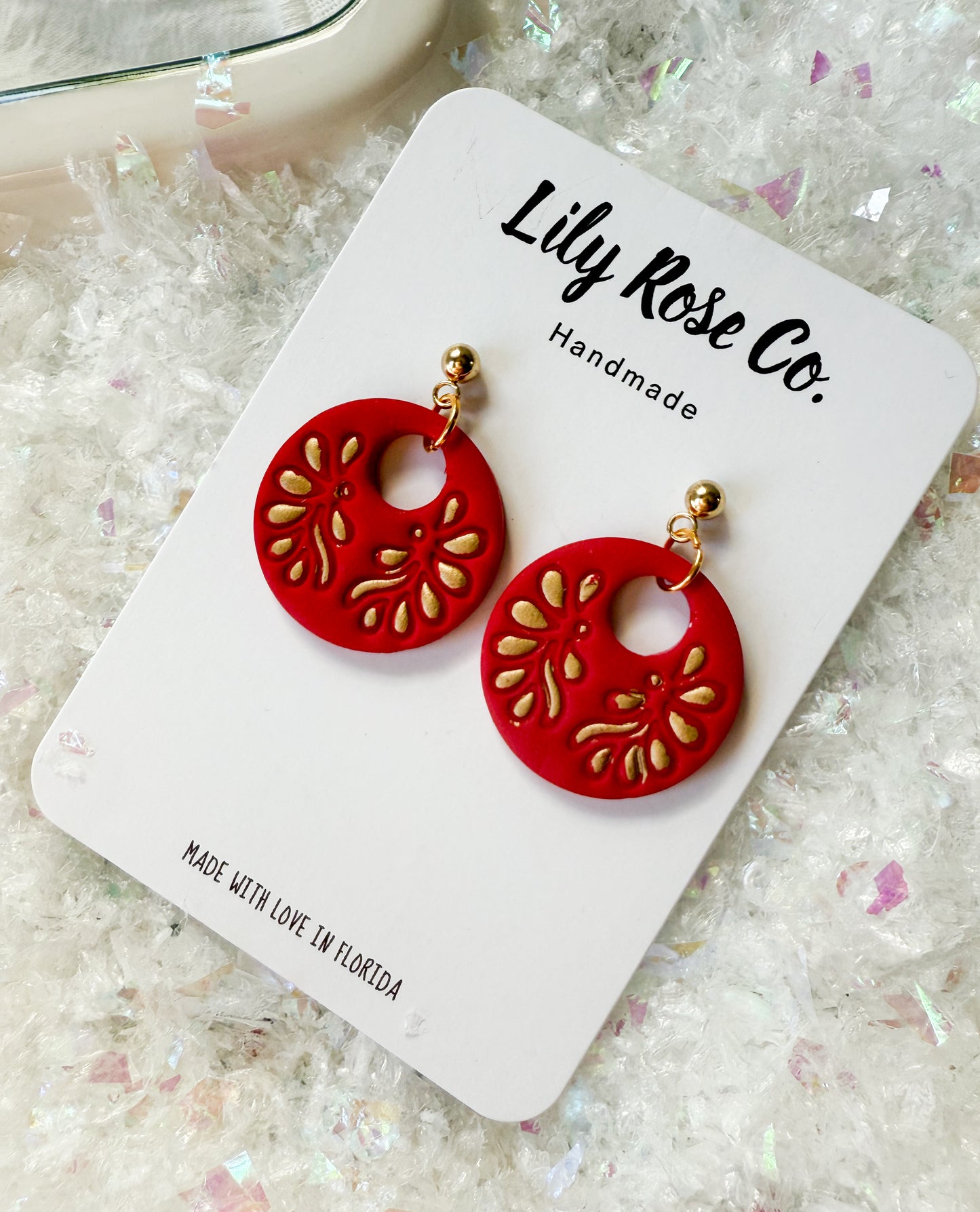 Red and Green Circle Dangles