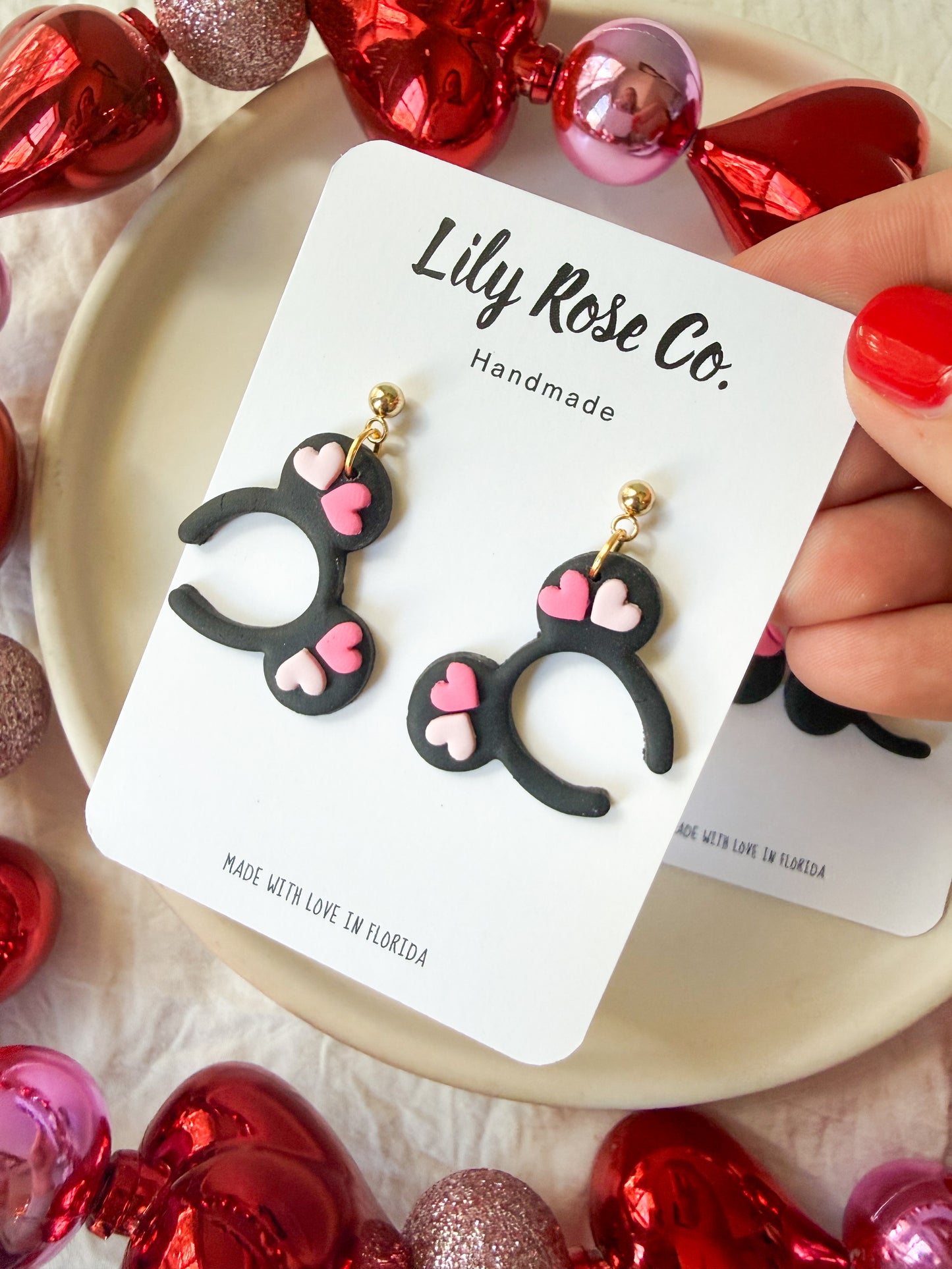 Mouse Ears - Pink bows and Hearts