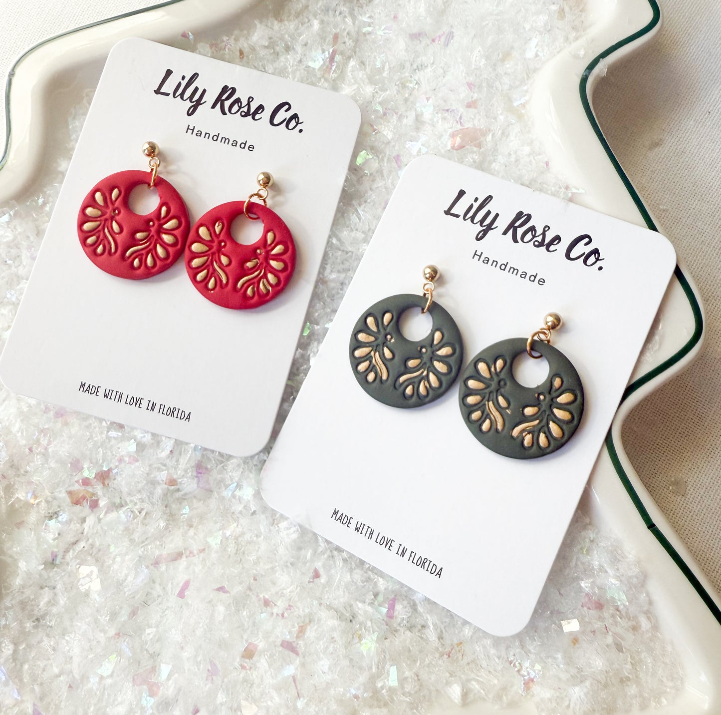 Red and Green Circle Dangles