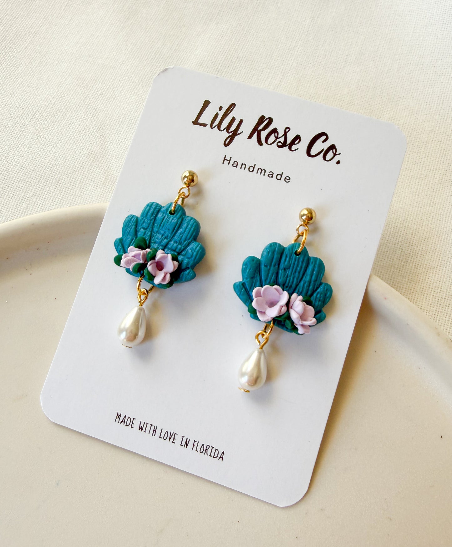 Princess Inspiration  - Teal Shell and Purple Flowers