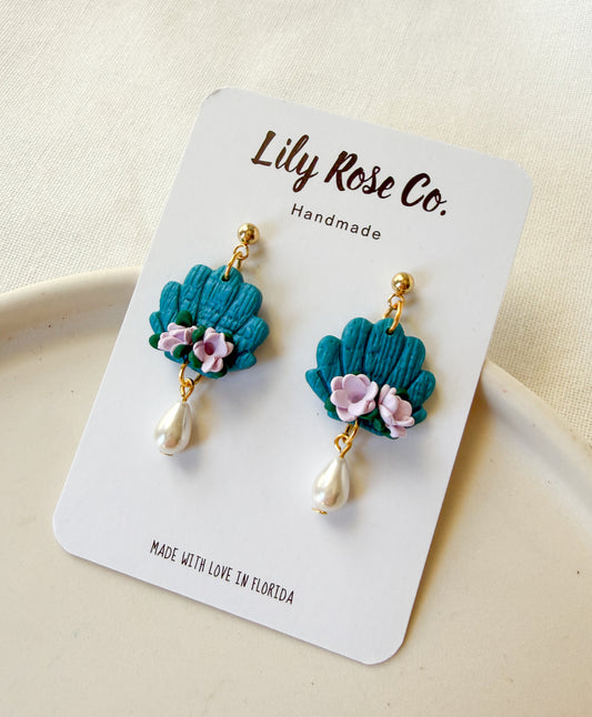 Princess Inspiration  - Teal Shell and Purple Flowers